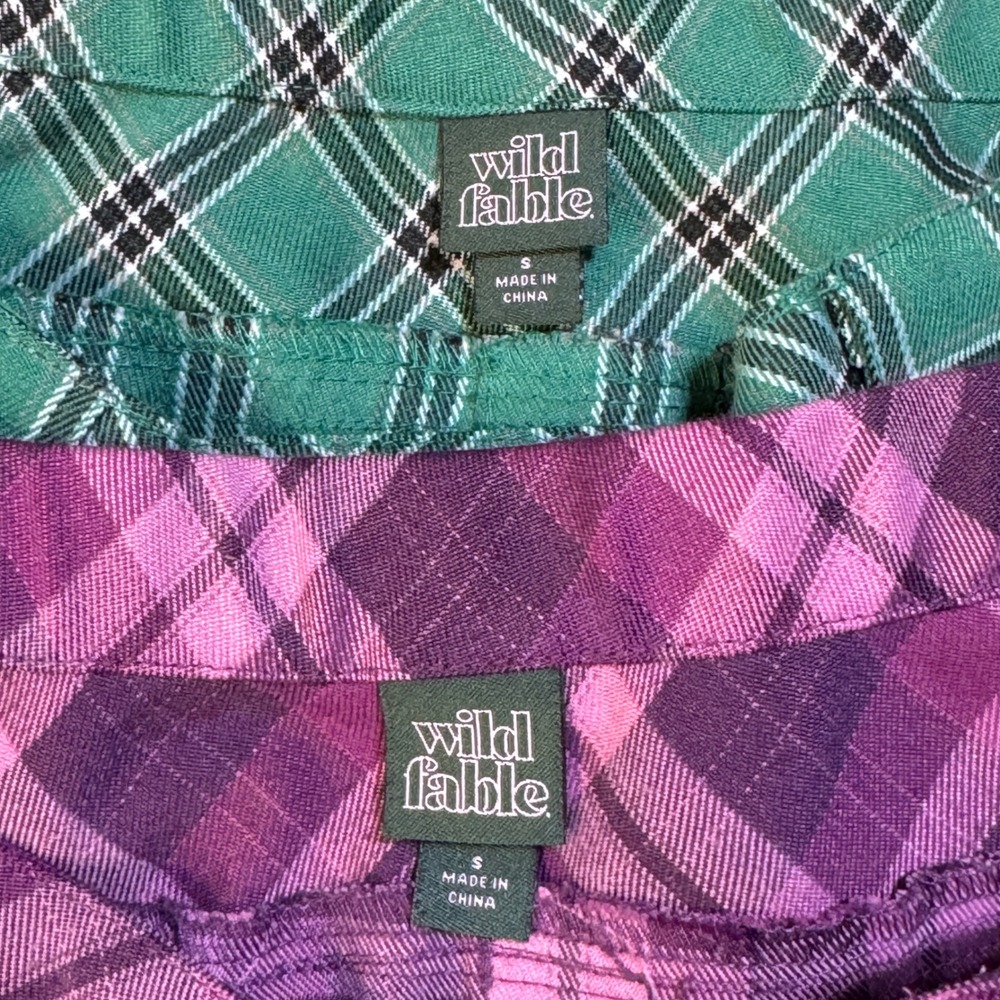Wild Fable Pleated Mini Skirt Bundle Wmns S Green Purple Plaid Preppy Y2K Grunge